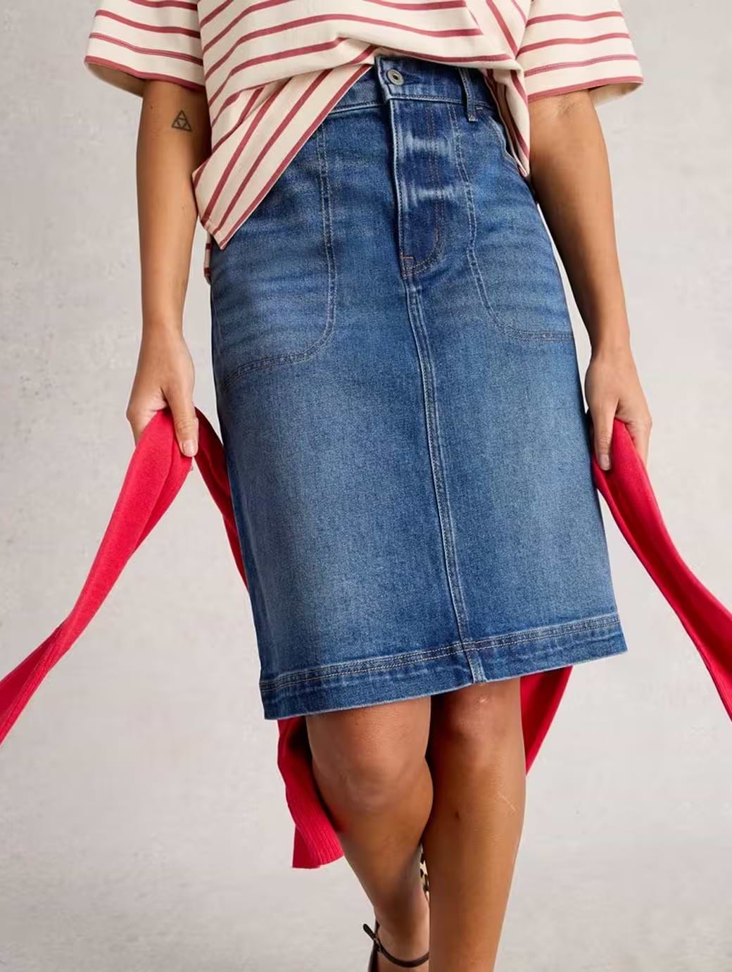 White Stuff Women's Tia Denim Skirt Mid Denim
