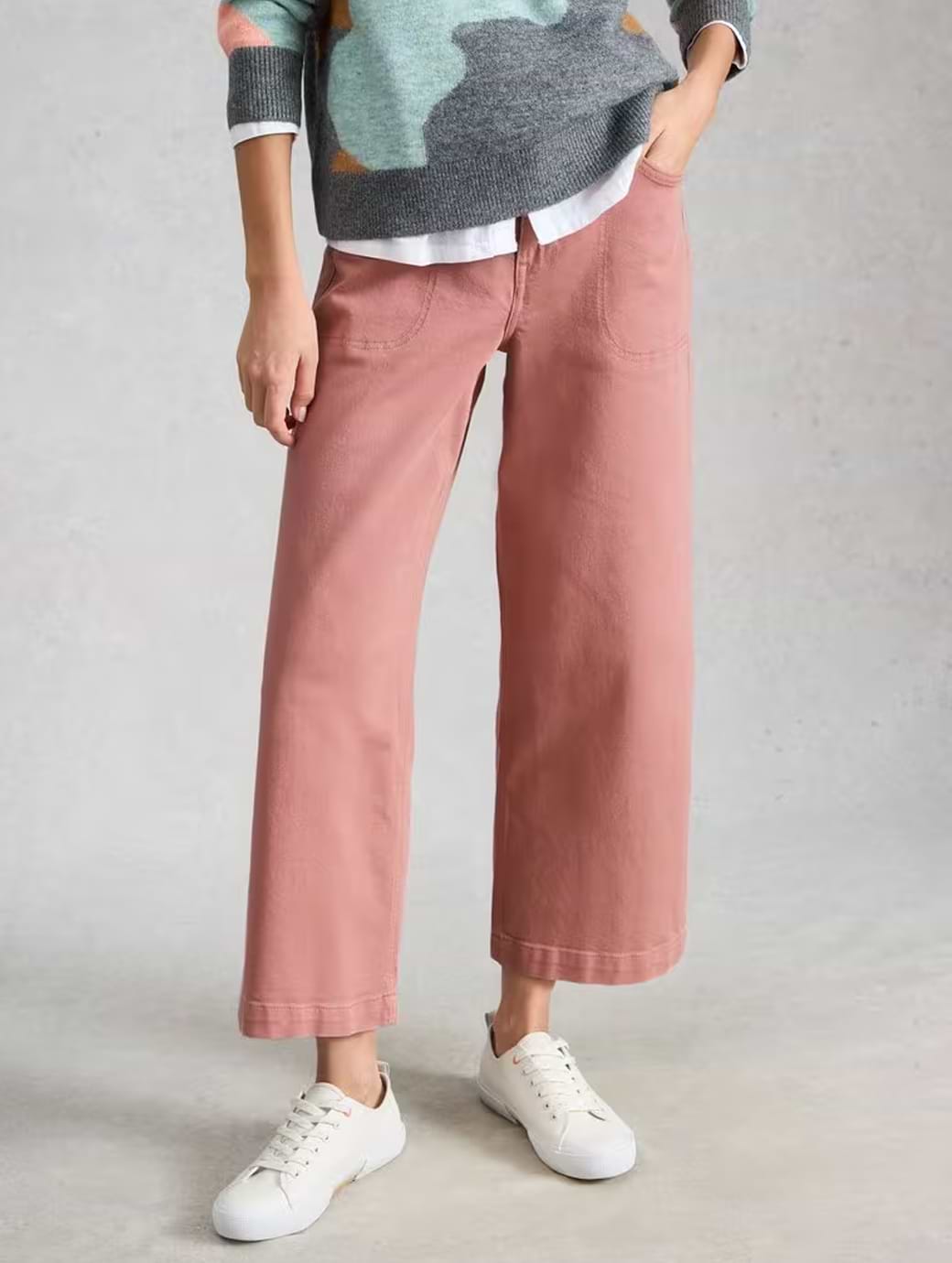 White Stuff Women's Tia Wide Leg Crop Jean Dusty Pink