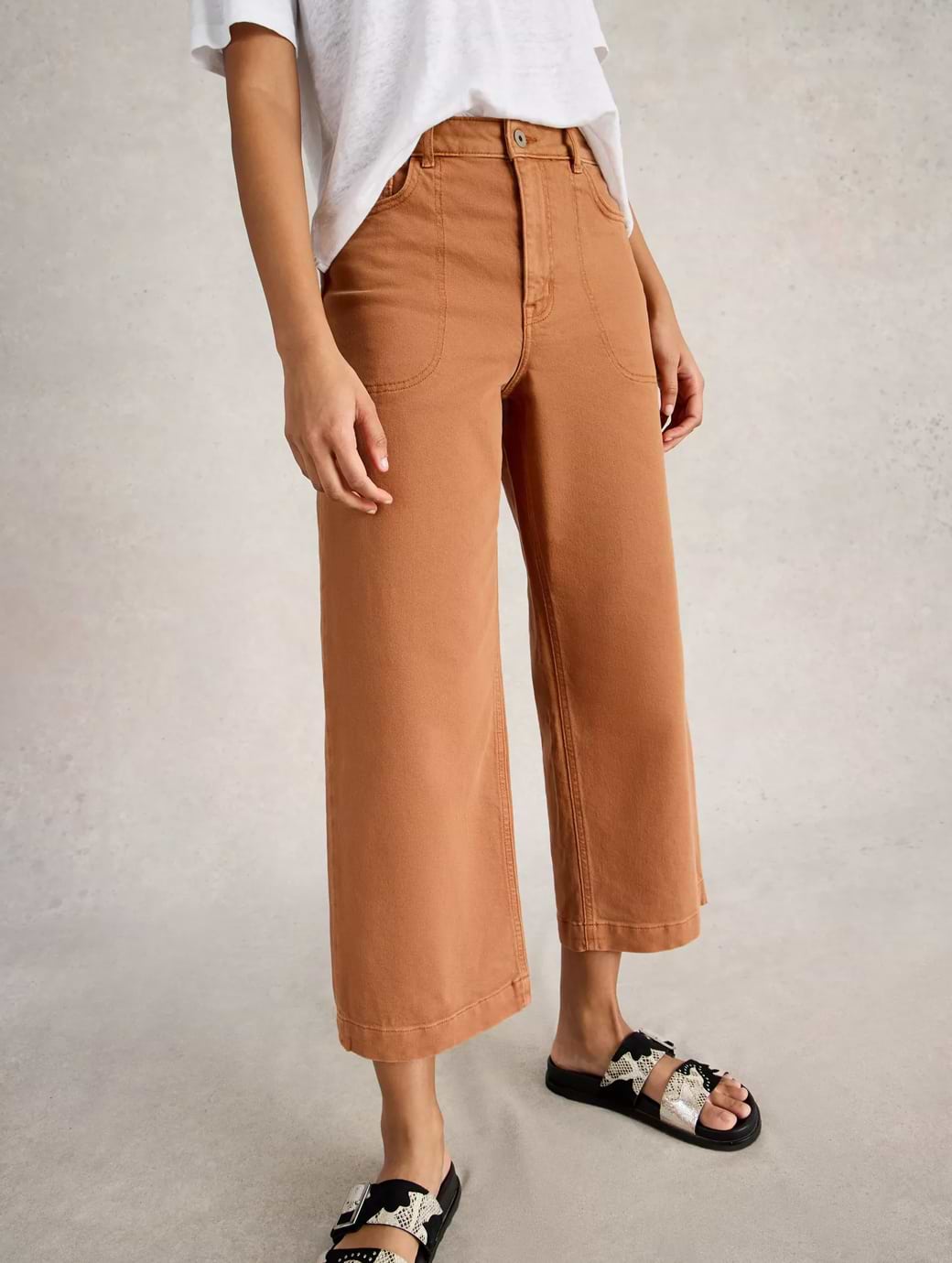 White Stuff Women's Tia Wide Leg Crop Jean Mid Orange
