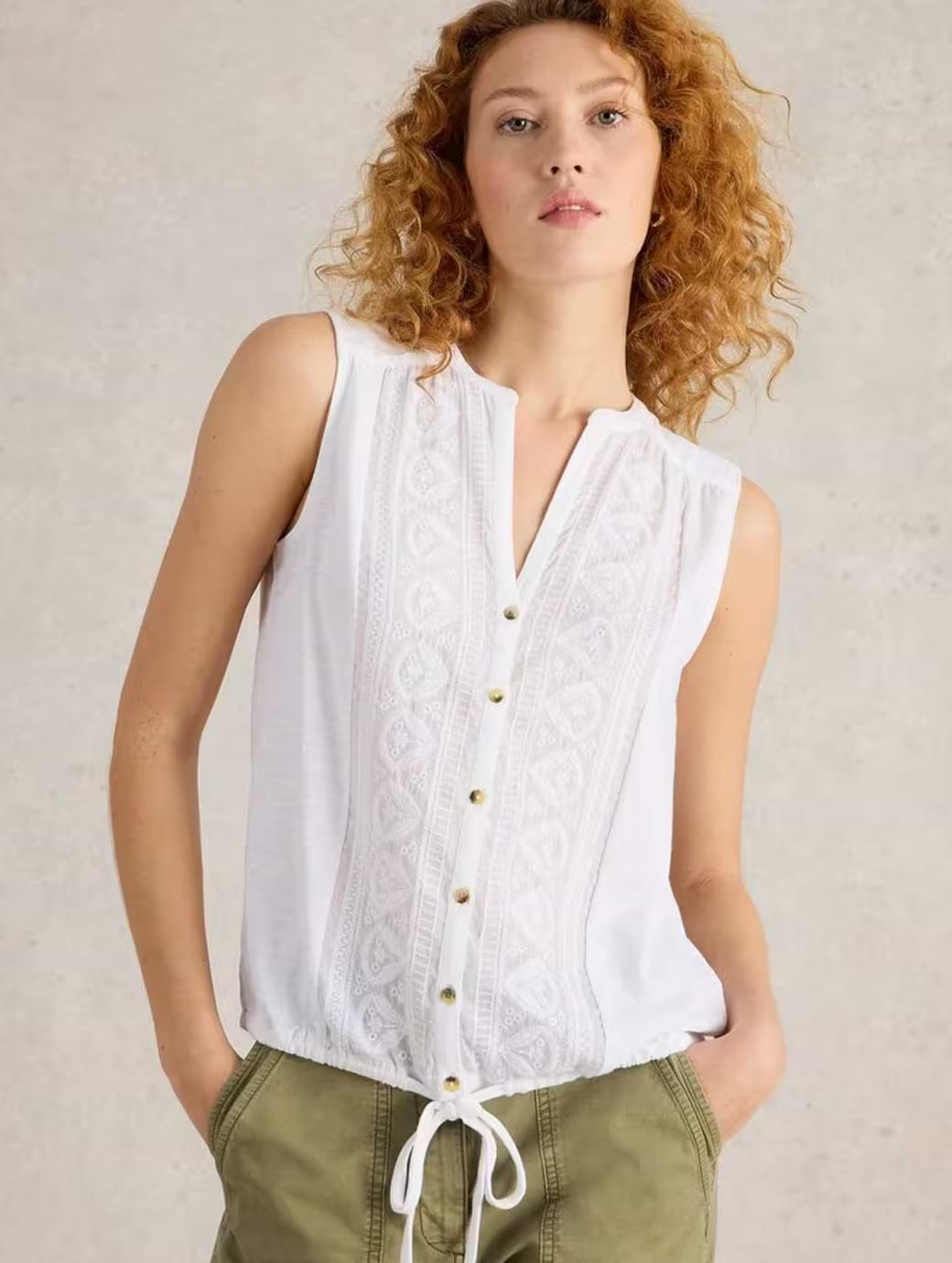 White Stuff Women's Tulip Sleeveless Shirt Brill White 