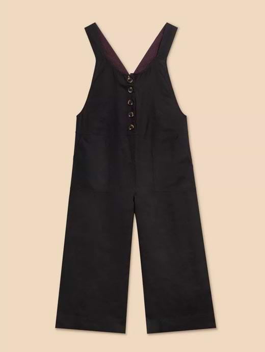 White Stuff Petite Women s Viola Linen Dungaree Pure Black
