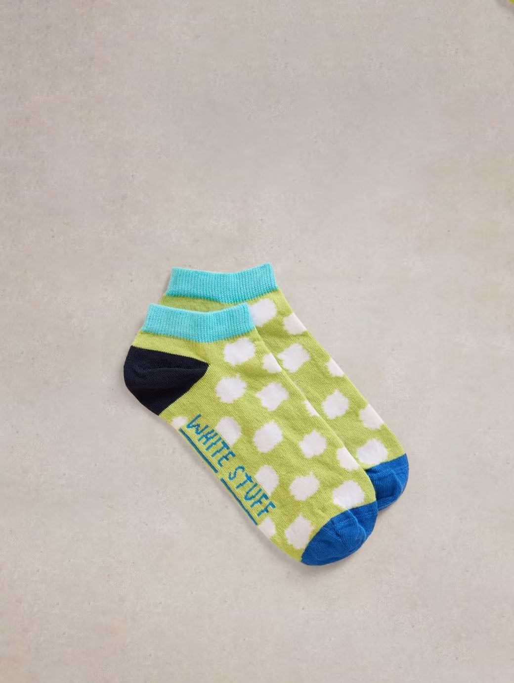 White Stuff Women's Wonky Spot Trainer Sock Bright Green