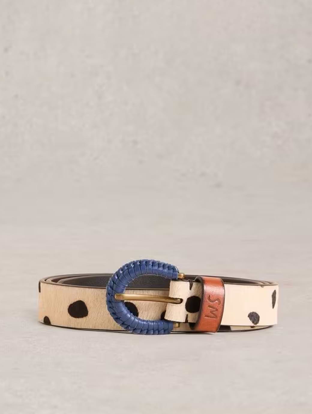 White Stuff Women's Woven Buckle Belt Natural Multi