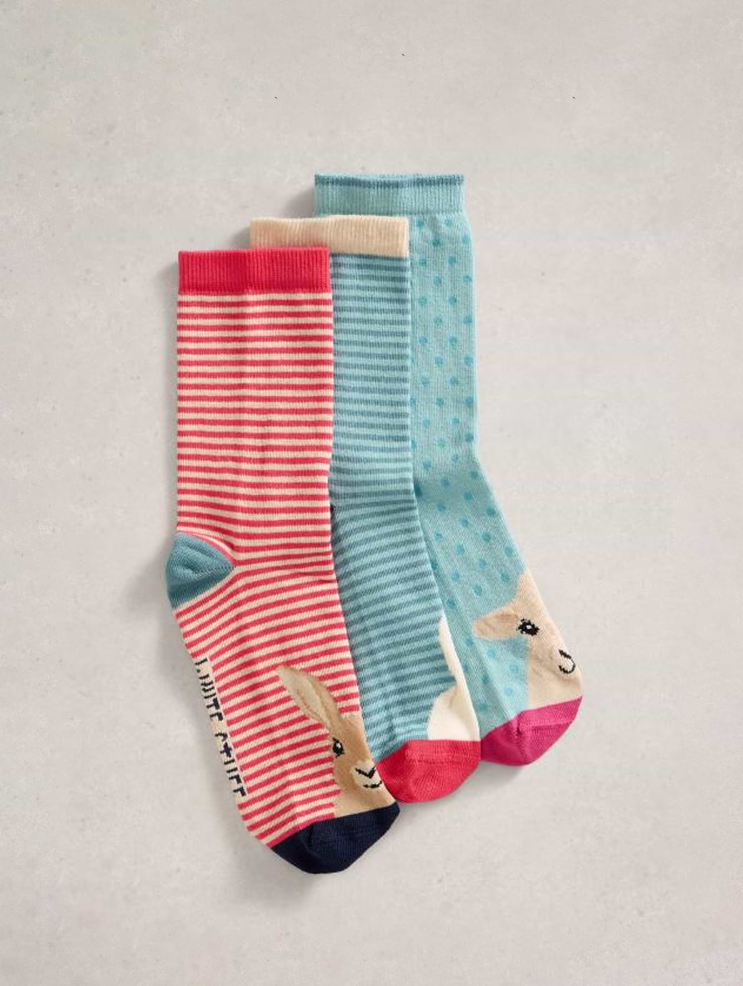 White Stuff Women's 3-Pack Farmyard Socks Blue Multi