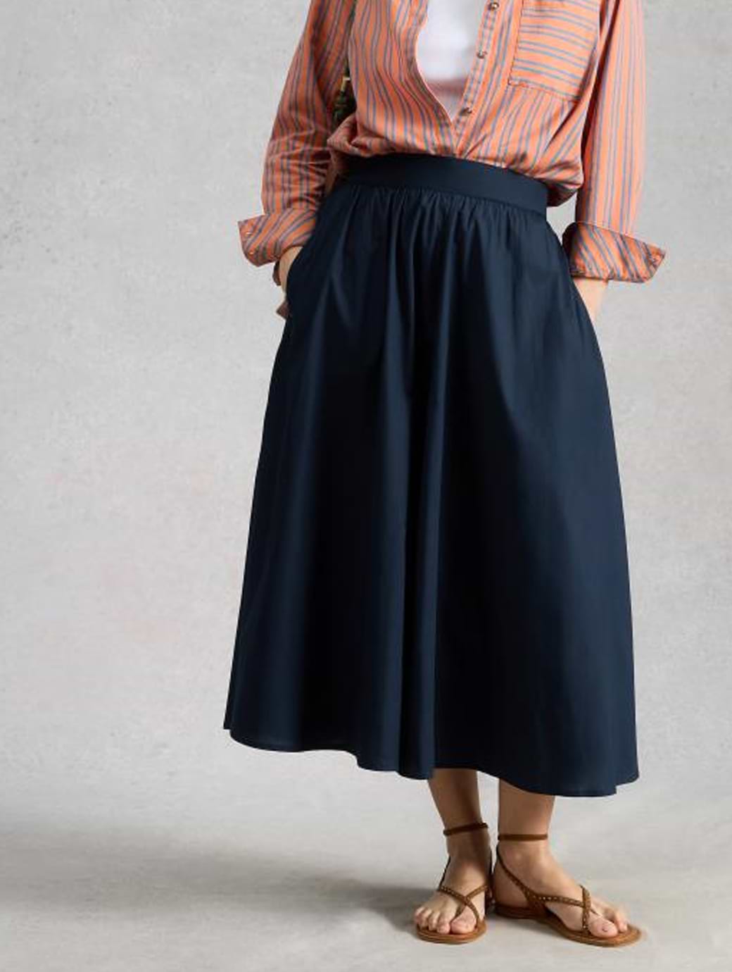 White Stuff Women's Abigail Midi Skirt Dark Navy