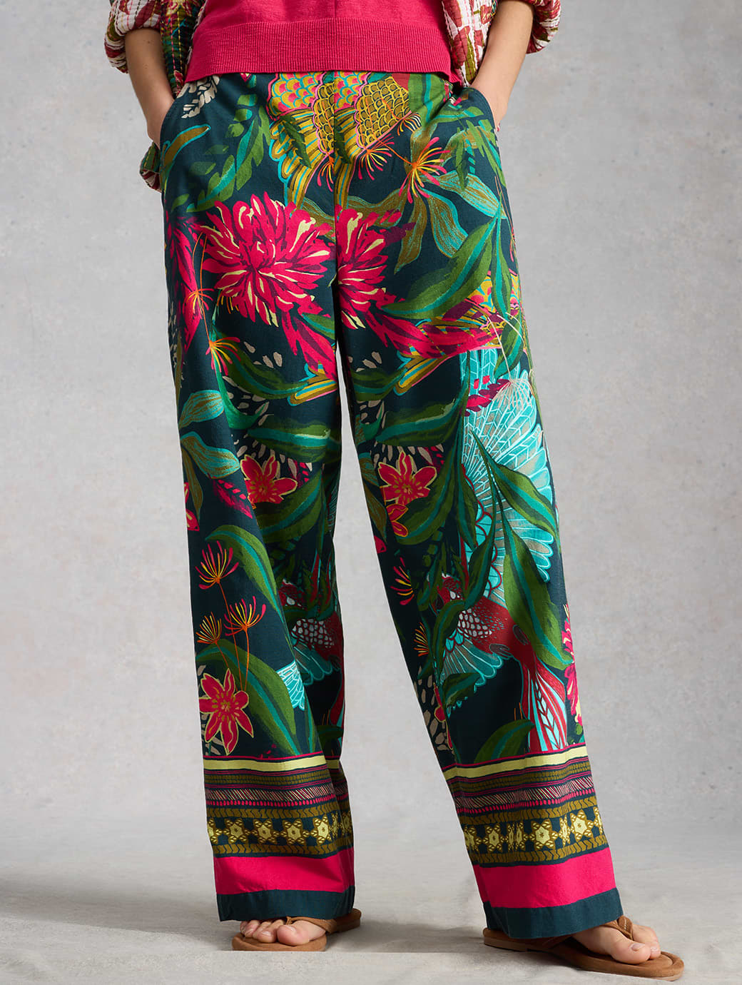 White Stuff Women's Ally Wide Leg Trousers Green