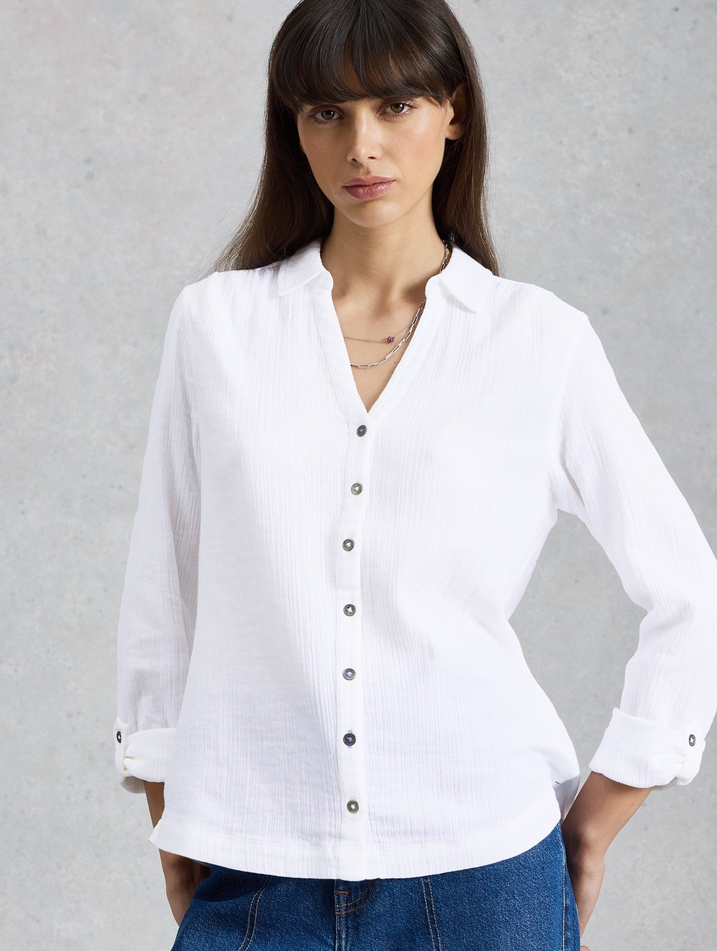 White Stuff Women's Annie Double Cloth Shirt Brilliant White