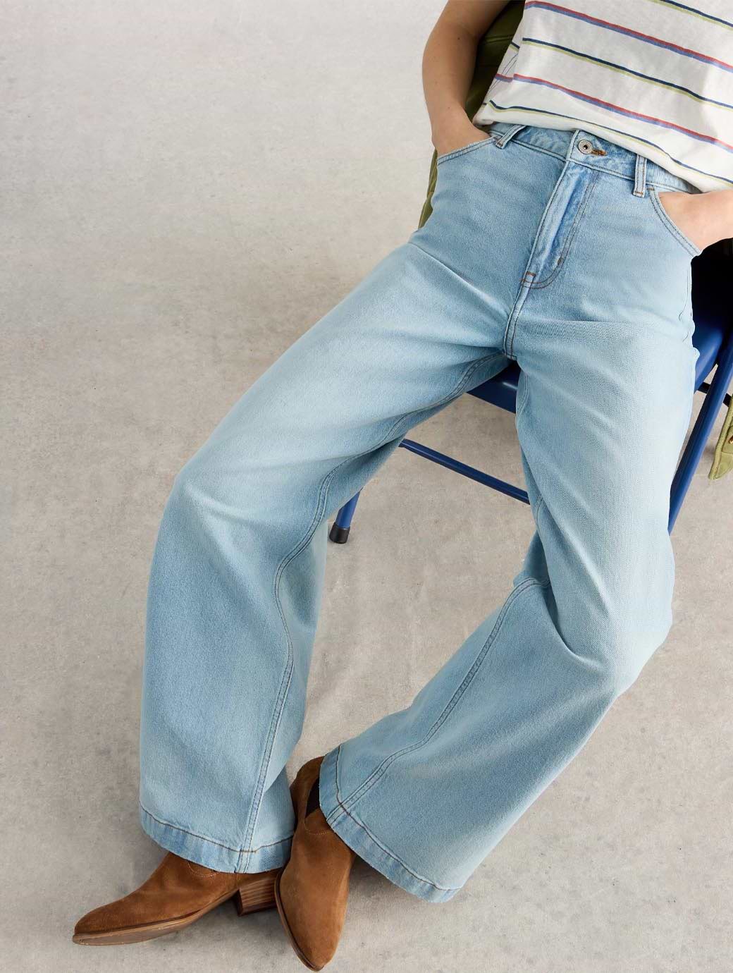White Stuff Women's Ayla Wide Leg Jean Light Denim