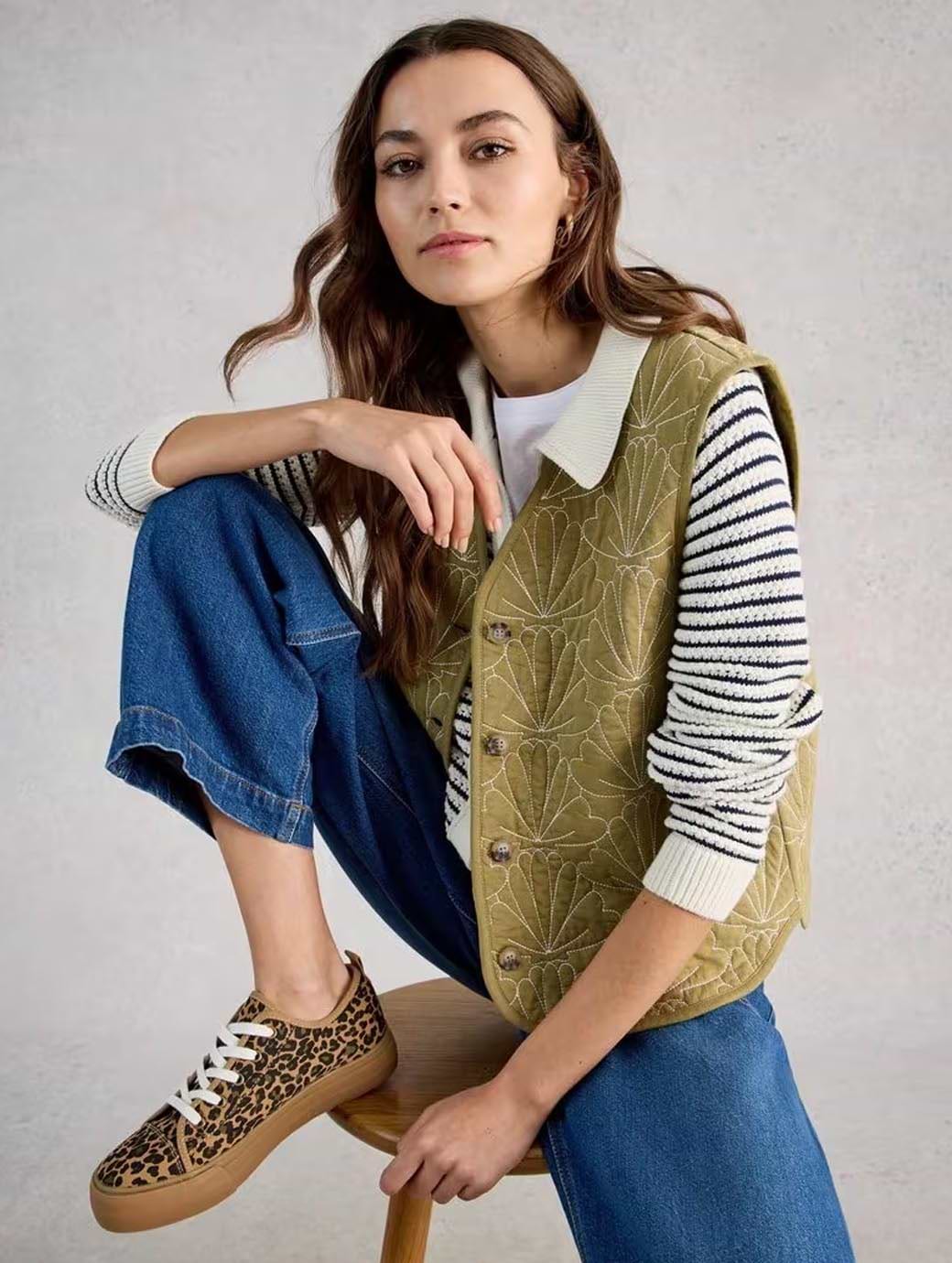 White Stuff Women's Ayra Quilted Gilet Green Multi