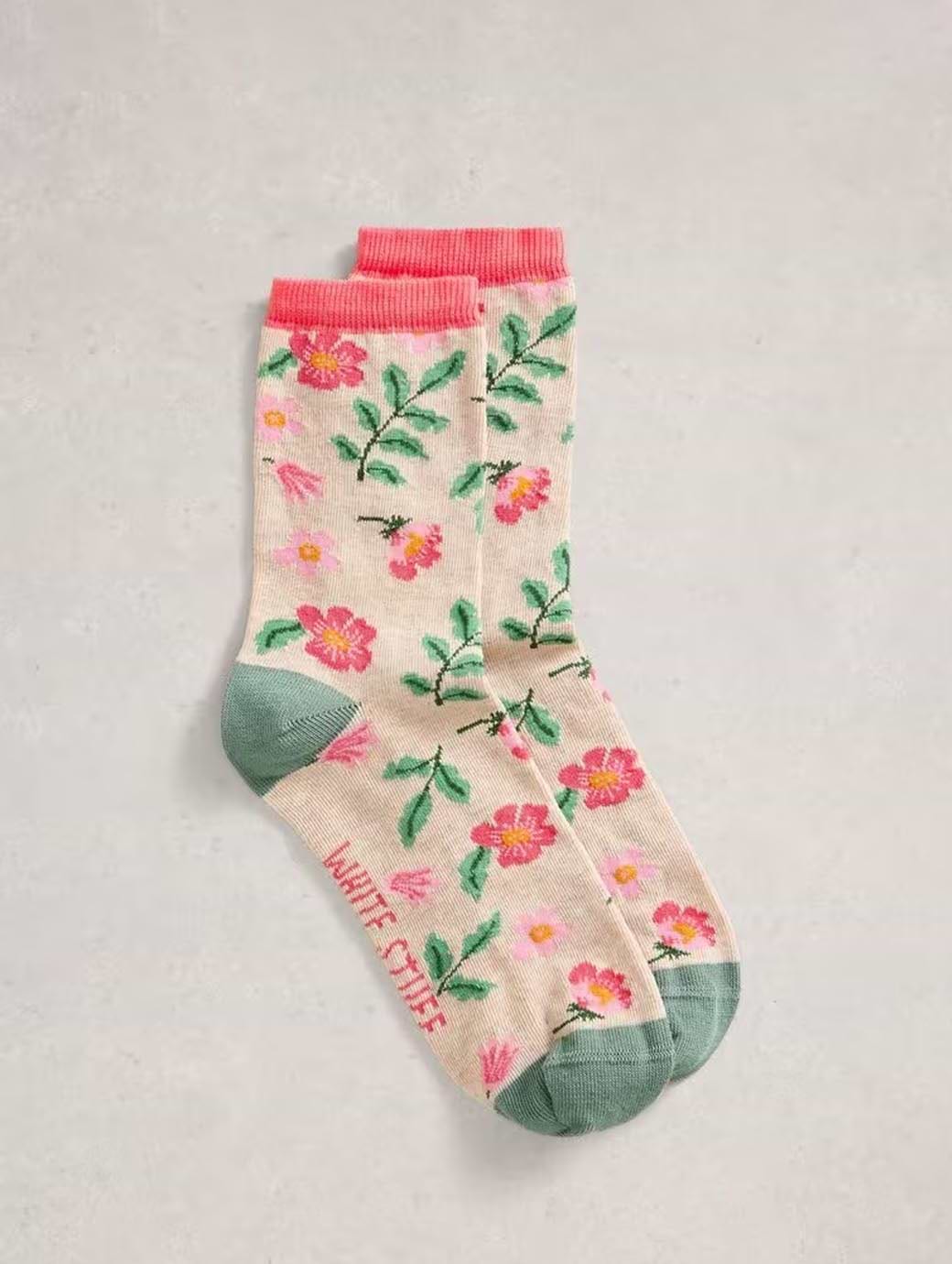 White Stuff Women's Floral Ankle Sock Nat Multi