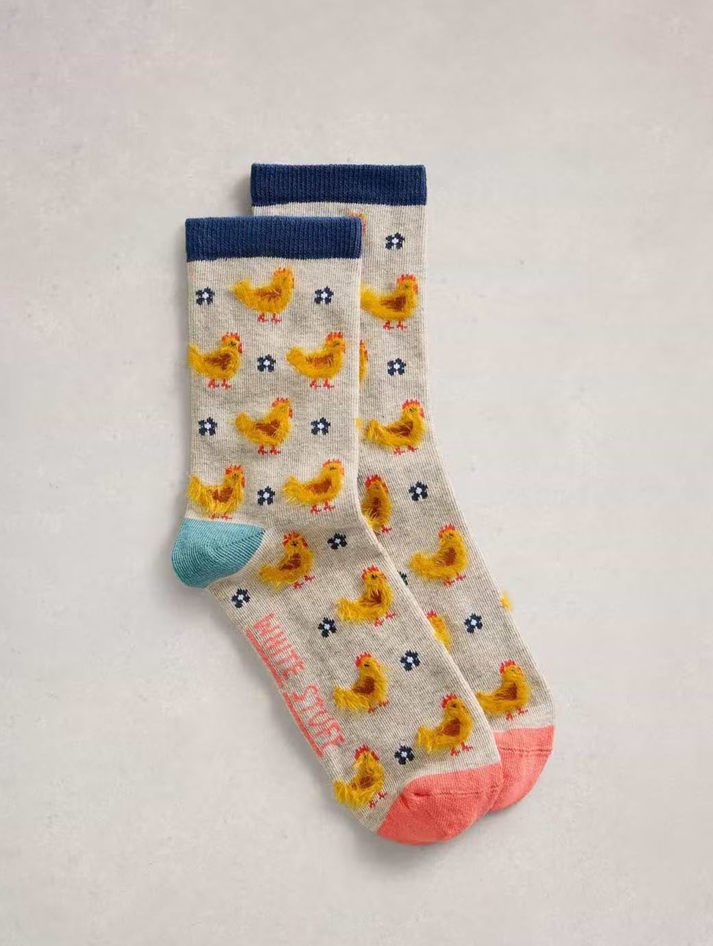 White Stuff Women's Fluffy Chicken Ankle Sock Nat Multi