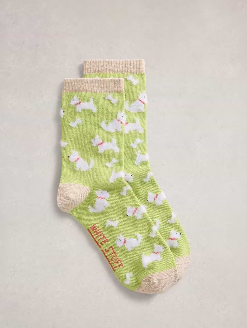 White Stuff Women's Fluffy Dog Ankle Sock Mid Green