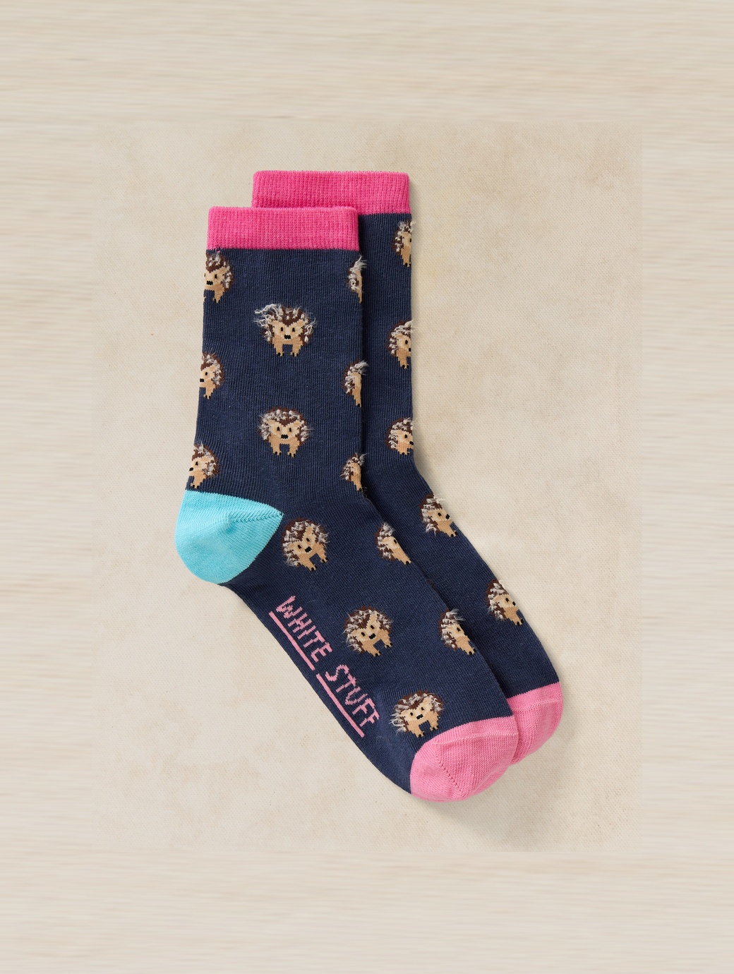 White Stuff Women's Fluffy Hedgehog Ankle Sock Navy Multi