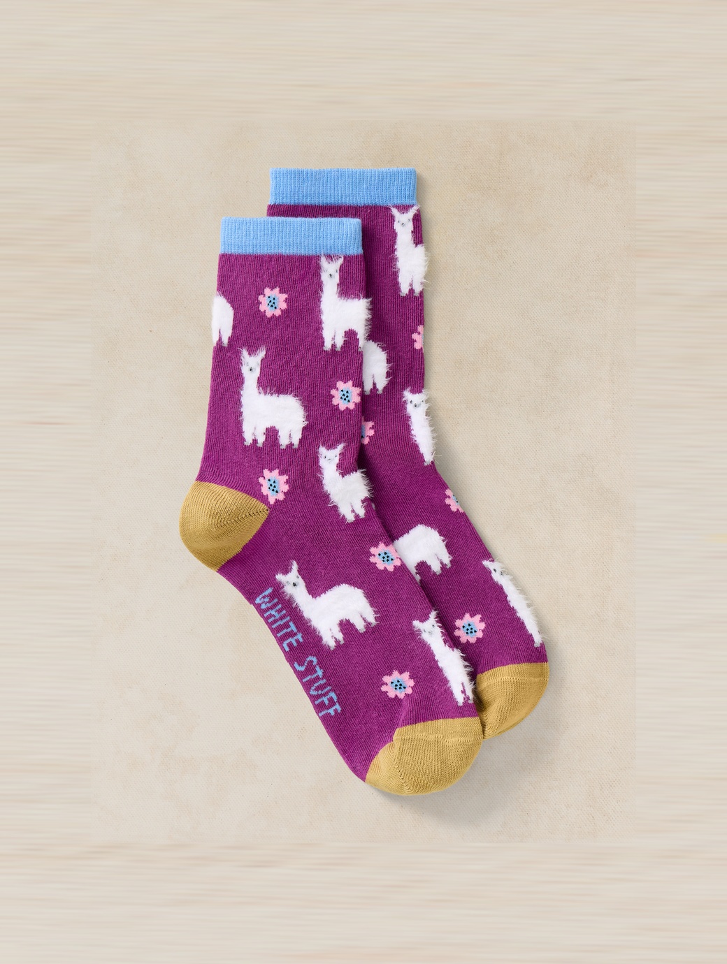 White Stuff Women's Fluffy Llama Ankle Sock Mid Purple