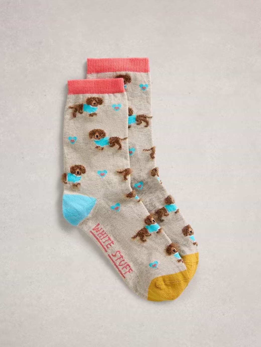 White Stuff Women's Fluffy Sausage Ankle Sock Grey Multi