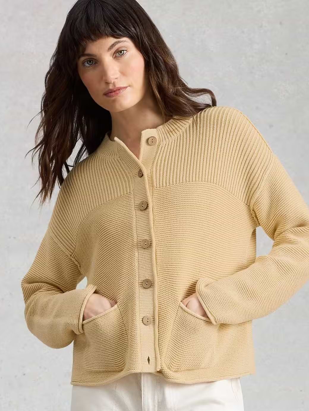 White Stuff Women's Gigi Washed Cardi Lgt Yellow