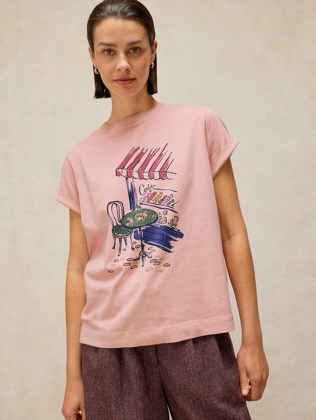 White Stuff Women's Gina Graphic Tee Dusky Pink