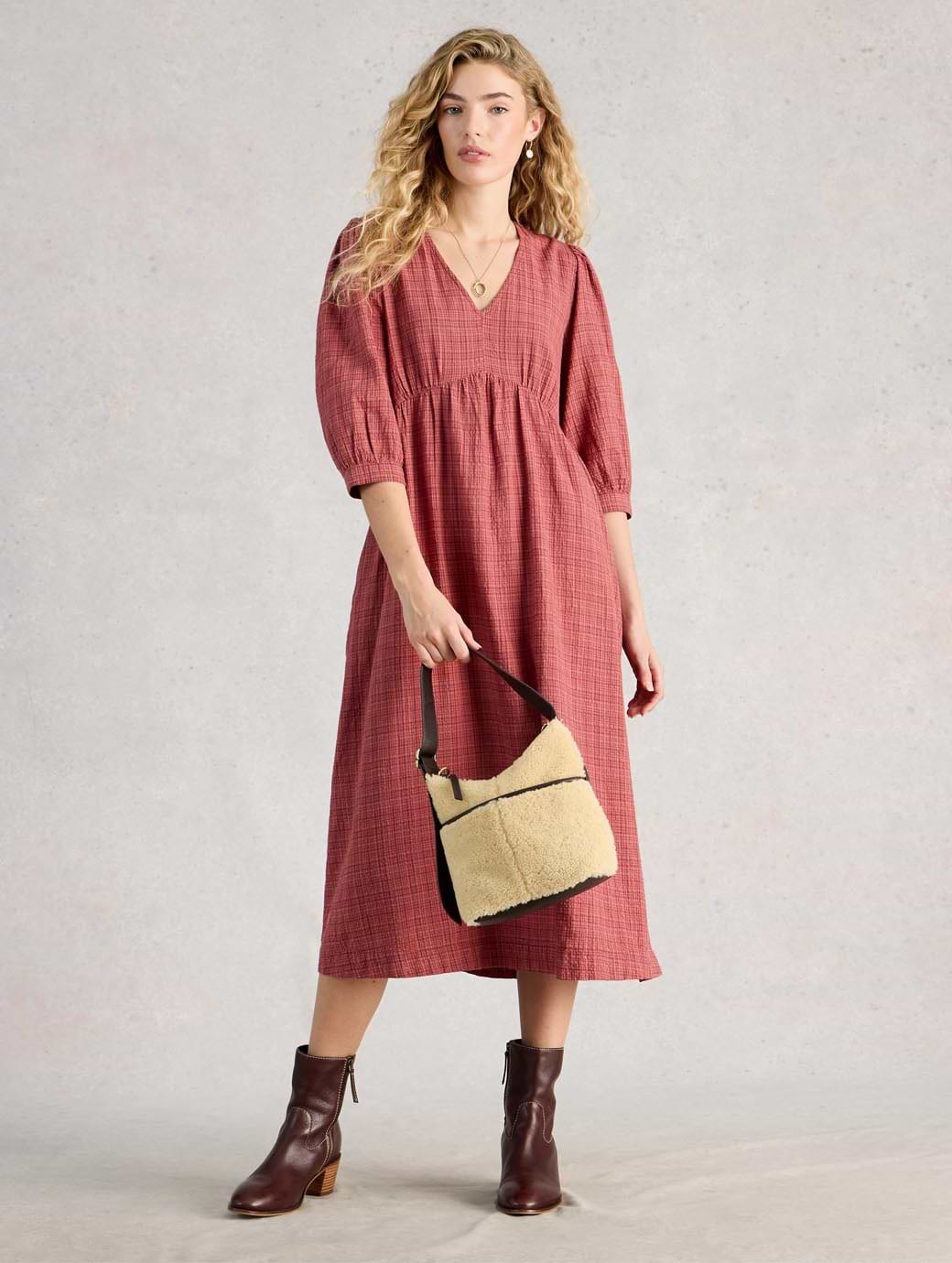 White Stuff Women's Lucy Midi Dress Mid Pink