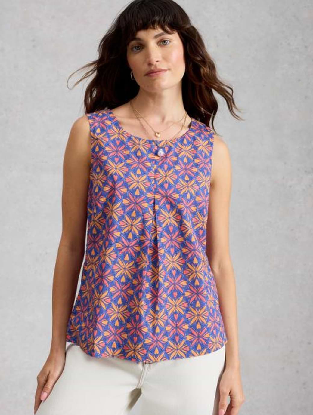 White Stuff Women's Paradise Organic Cotton Vest Pink Multi