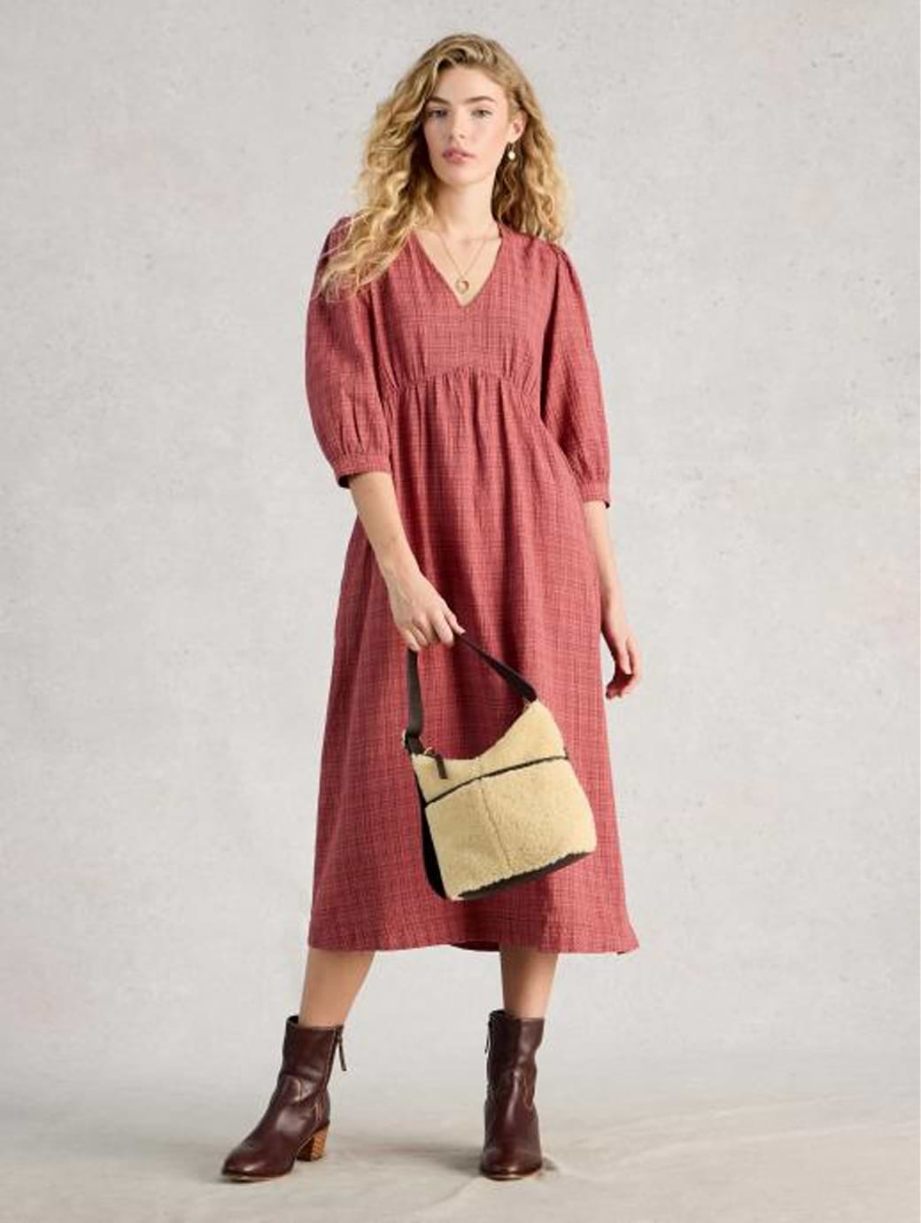 White Stuff Women's Petite Lucy Midi Dress Mid Pink