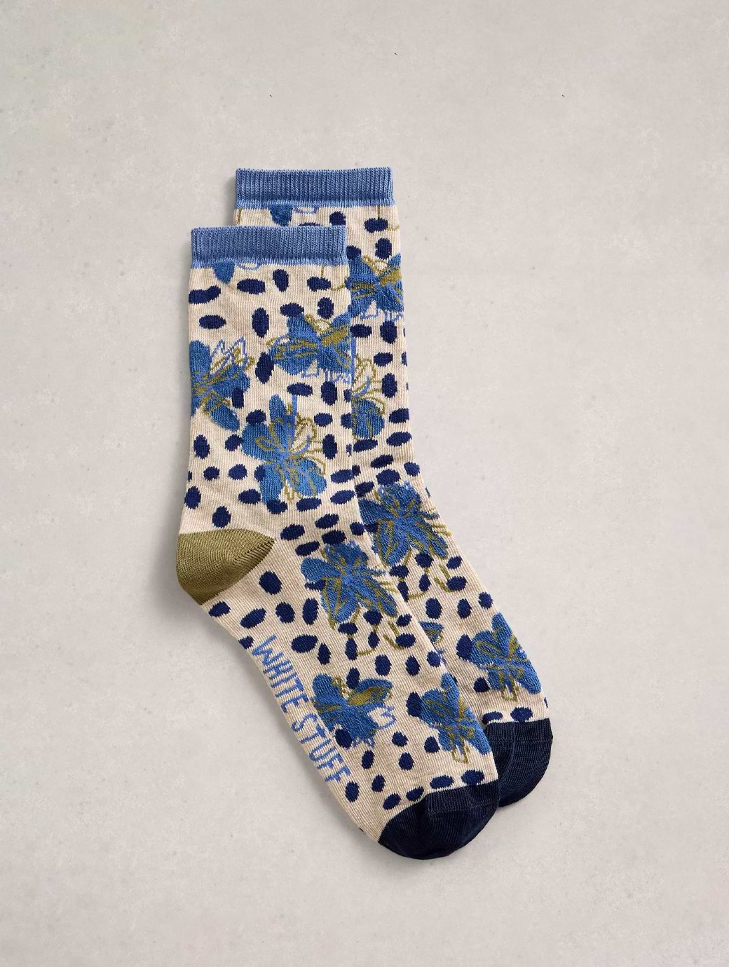 White Stuff Women's Printed Floral Ankle Sock Blue Print