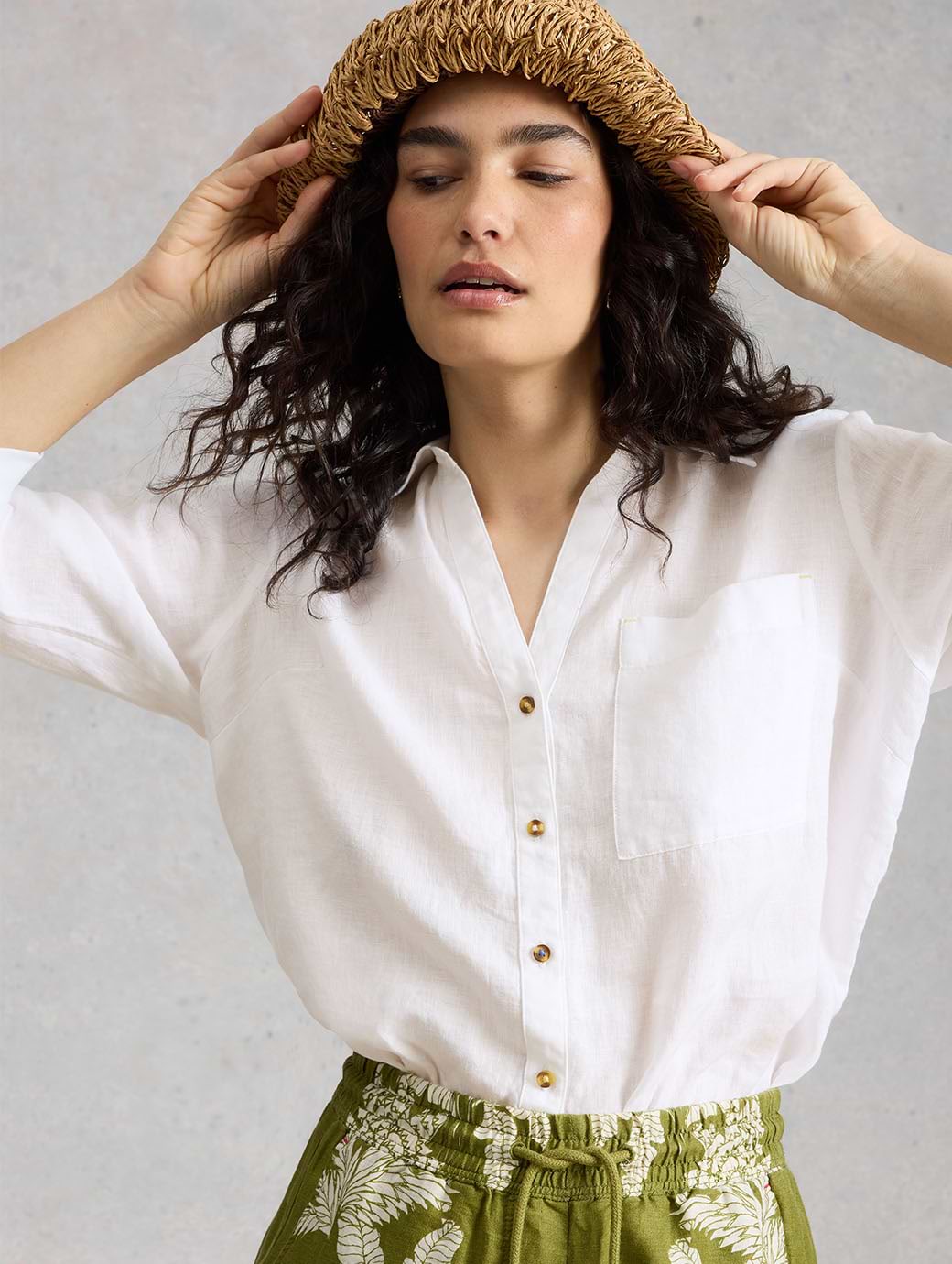 White Stuff Women's Sadie Linen Boyfriend Shirt White