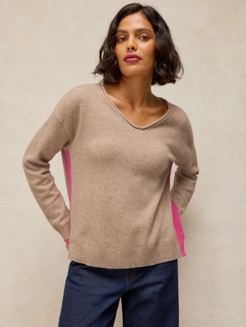 White Stuff Women's Sansa V-Neck Jumper Light Natural