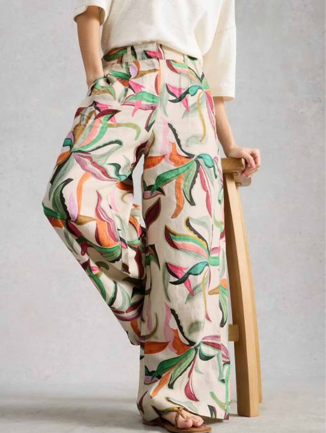 White Stuff Women's Sasha Wide Leg Linen Trousers Natural