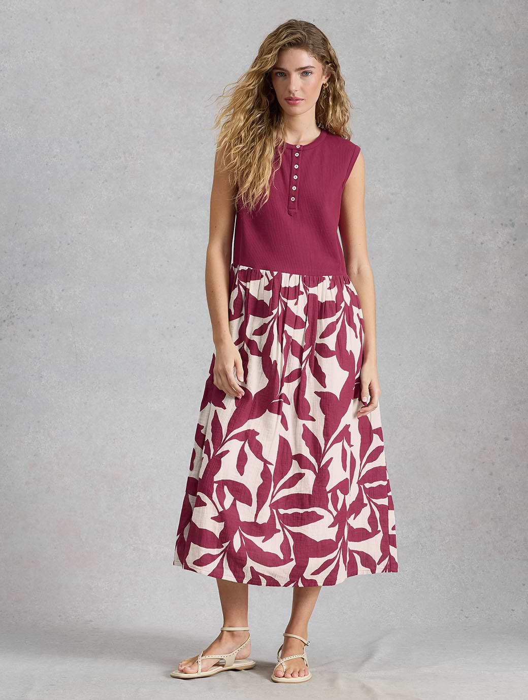 White Stuff Women's Shay Jersey Mix Dress Pink