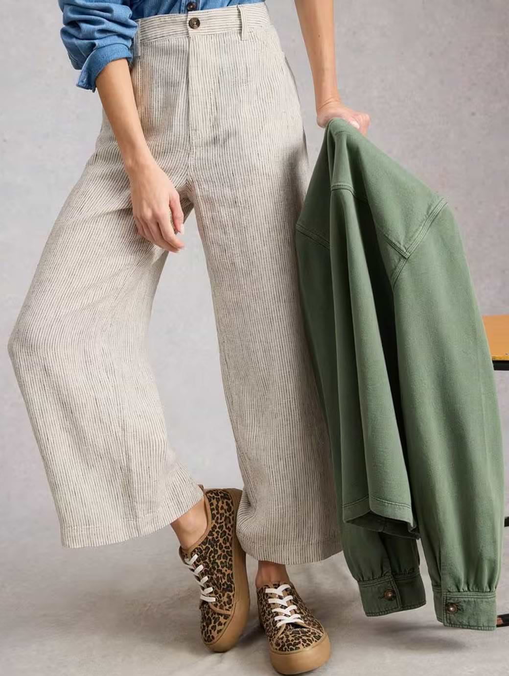 White Stuff Women's Tia Linen Wide Leg Cropped Jeans Ivory