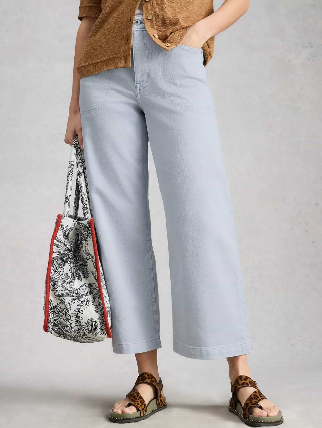 White Stuff Women's Tia Wide Leg Cropped Jeans Light Blue