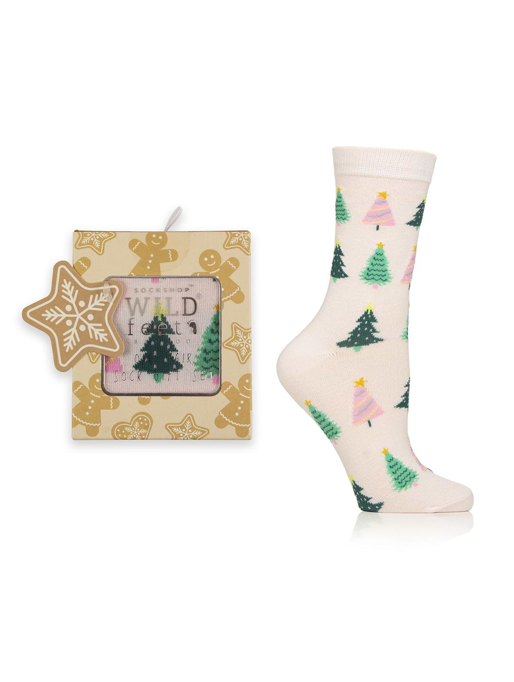 Wild Feet 1-Pack Gift Box Gingerbread Craft Drawer Pink with Trees