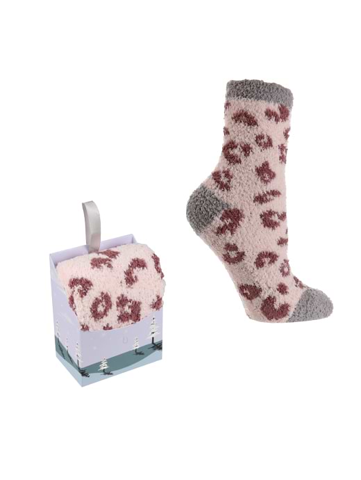 Wild Feet Fluffy Lounge Sock Leopard 