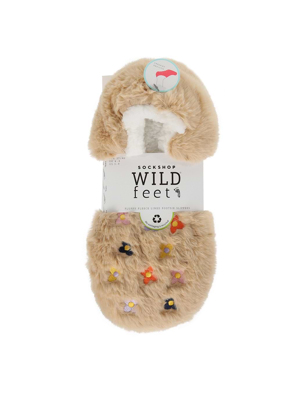 Wild Feet Slippers Light Brown with Flowers
