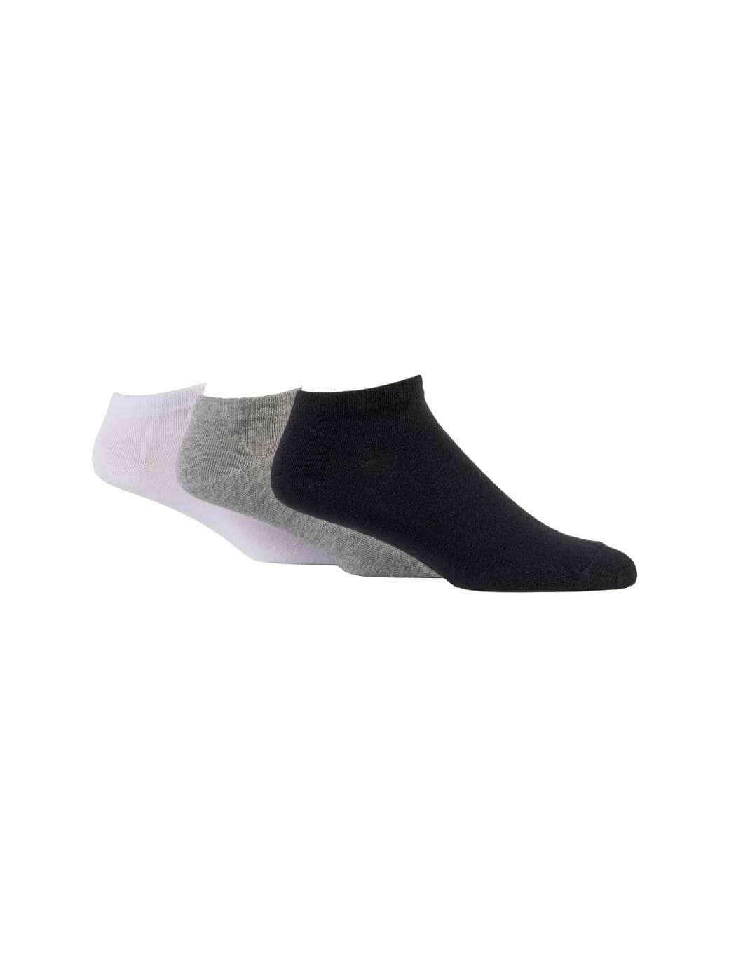 WildFeet Men's 3-Pack Trainer Socks White/Grey/Black