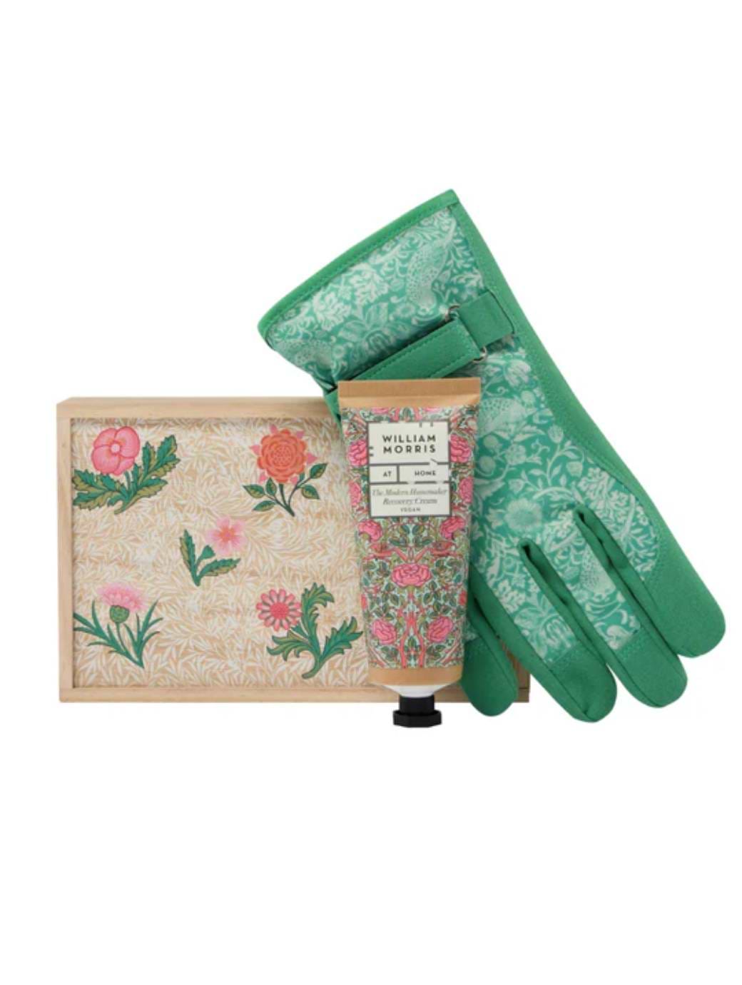 William Morris At Home The Modern Homemaker Gardening Glove Gift Set with Wooden Box