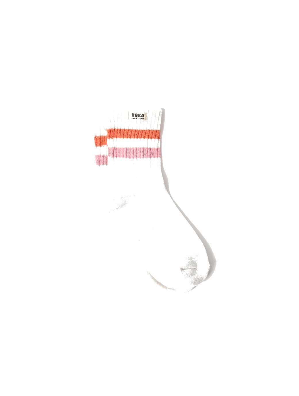 Roka London Women's Windsor Stripe Crew Socks Mandarin & Pink