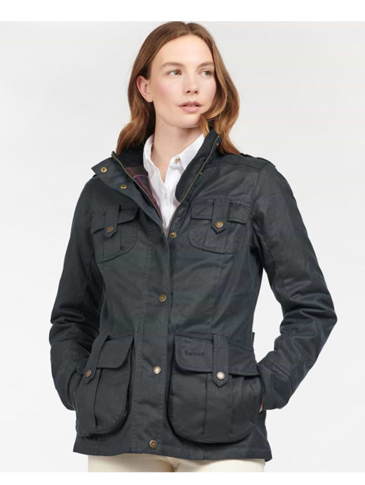 Barbour Women s Winter Defence Waxed Cotton Jacket Navy Classic