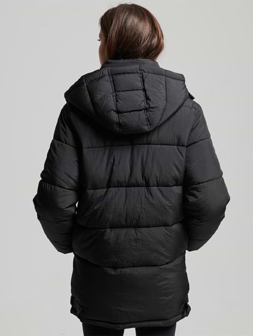 Superdry cocoon parka black hot sale