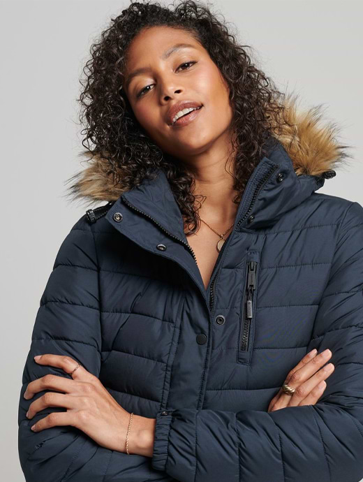 Superdry ladies long coat cheap