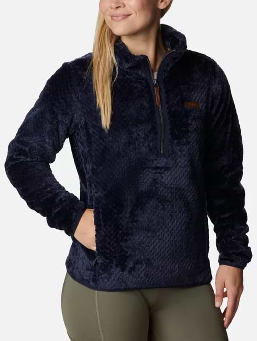 Columbia Women s Fire Side Quarter Zip Sherpa Fleece Dark Nocturnal
