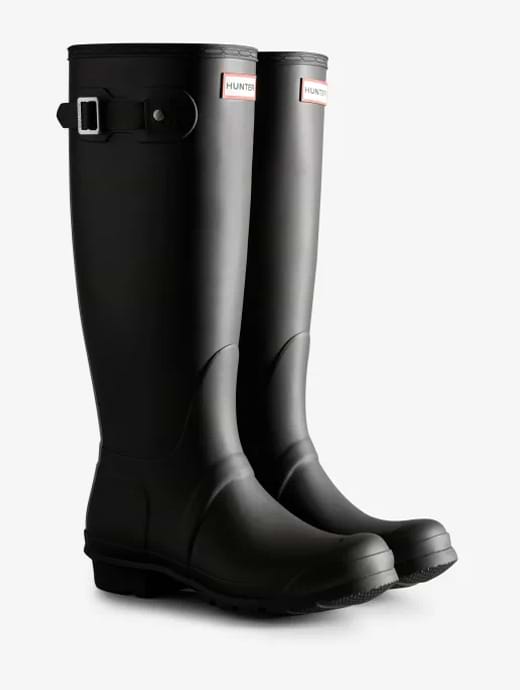 Hunter Women's Tri-Colour Logo Backstrap Tall Wellington Boots Black