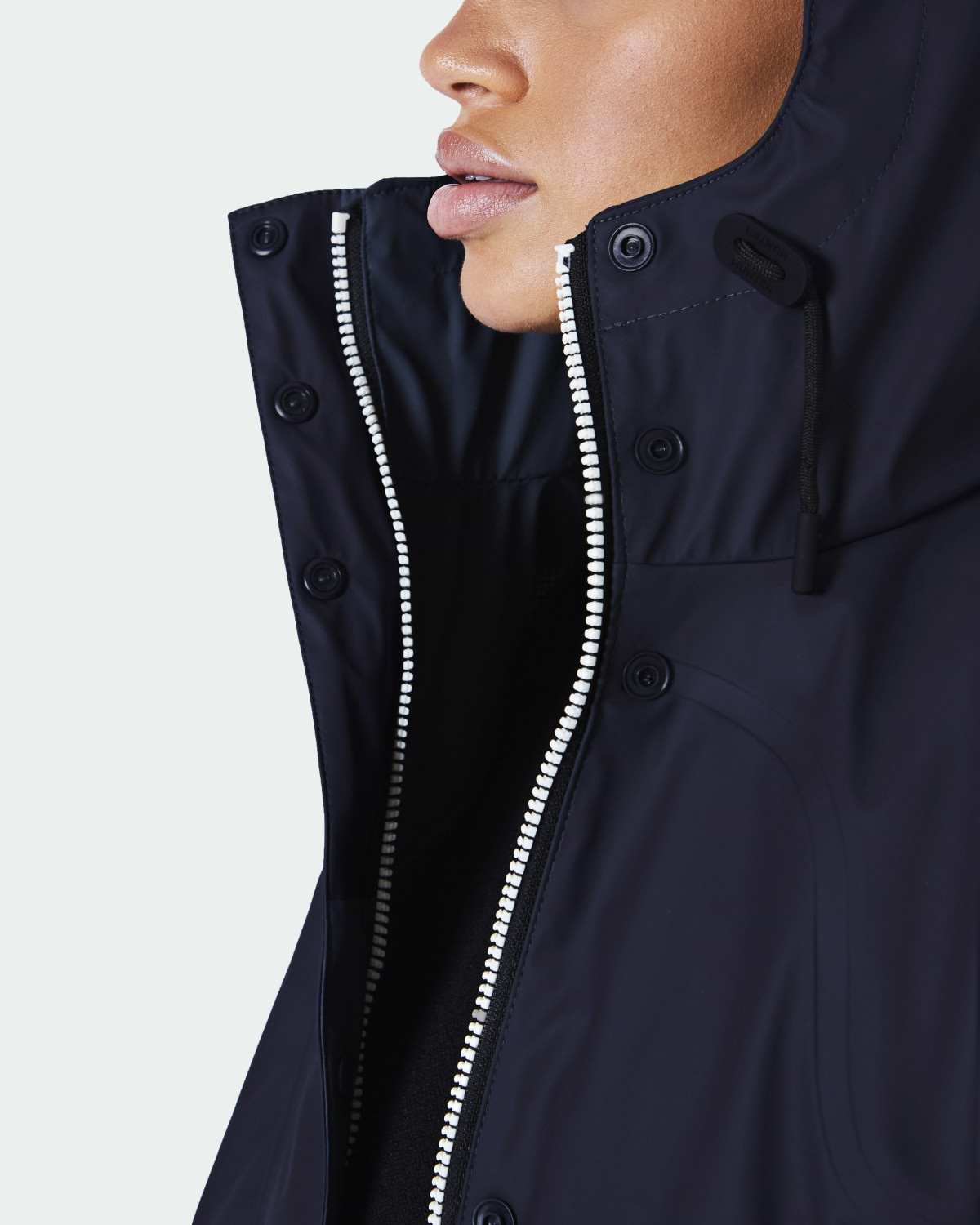hunter lightweight rubberised navy rain mac