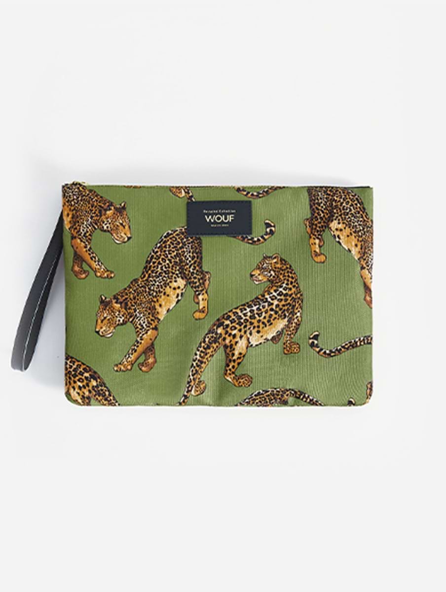 Wouf Olive Leopard Large Toiletry Bag