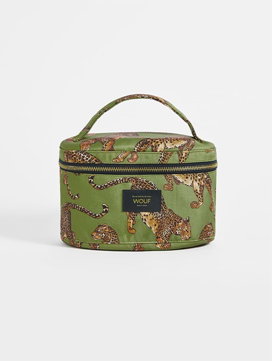 Wouf Olive Leopard Vanity Bag