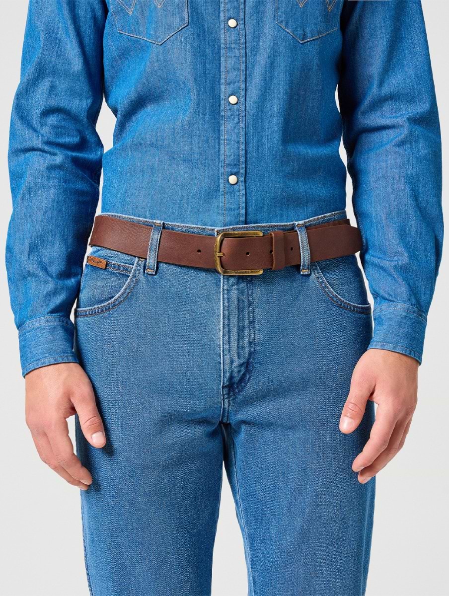 Wrangler Men's Full Grain Belt Dark Brown
