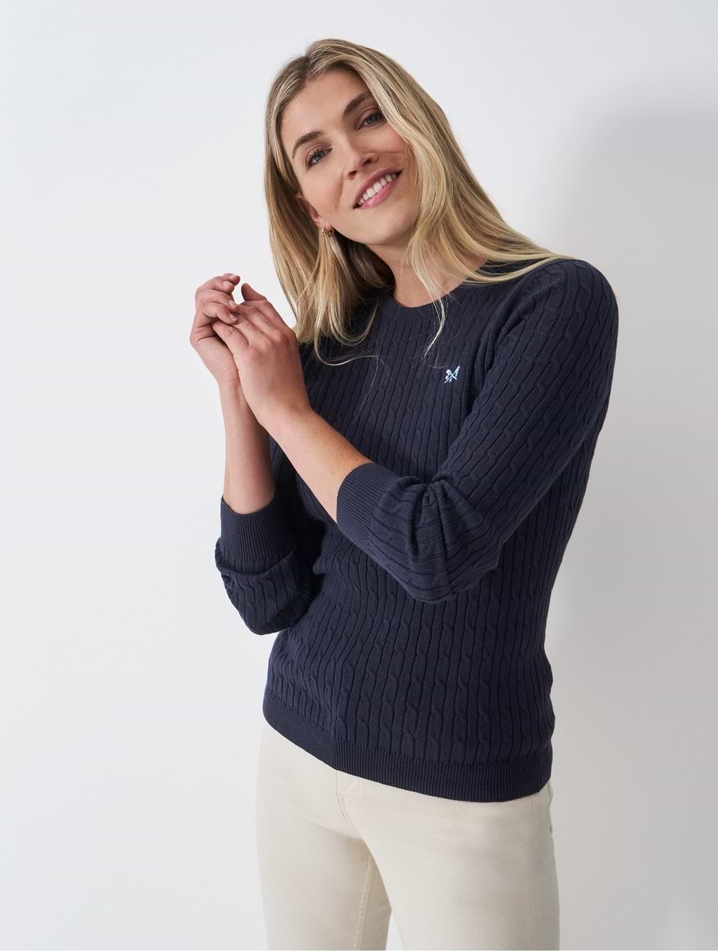 Crew Clothing Women's Heritage Cable Crew Neck Heritage Navy