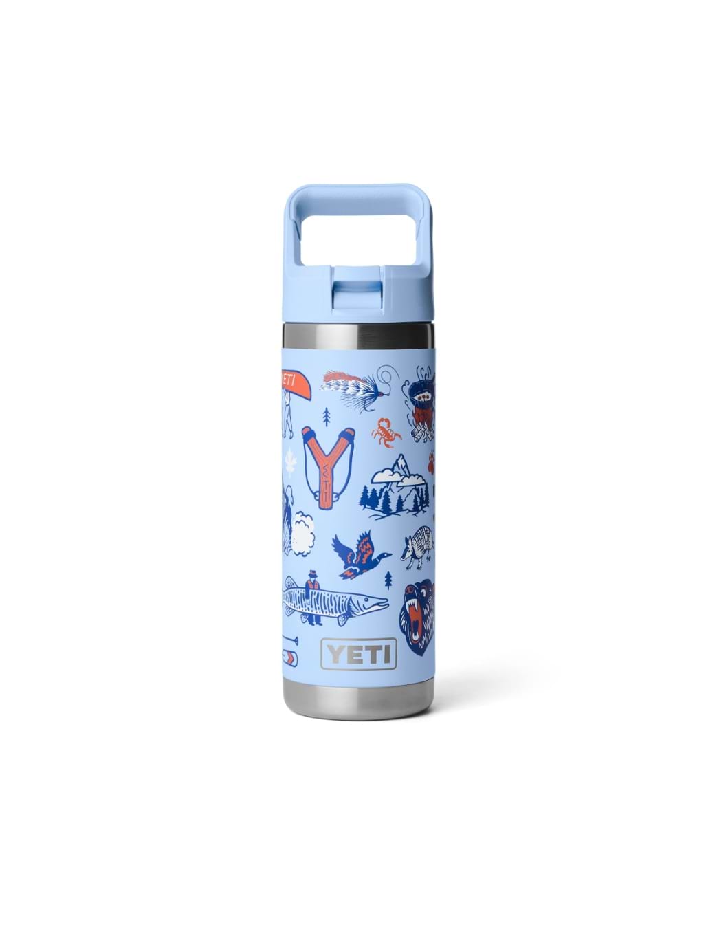 Yeti Rambler 18oz Colour Straw Bottle Summer Graphic Big Sky Summer Camp