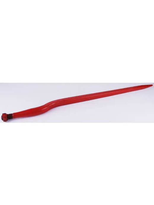 Kverneland Silage tine, cranked: 56mm square section 36x920mm, pointed tip with M24x2mm nut, red