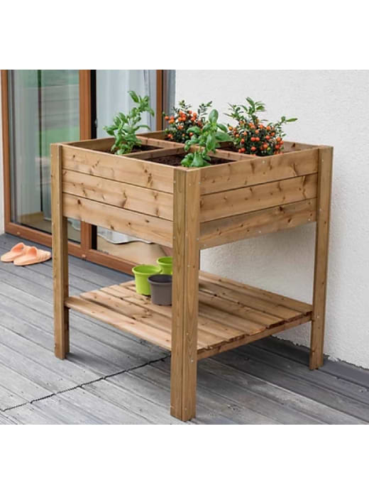 EKJU FOUR SECTION RAISED PLANTER BROWN